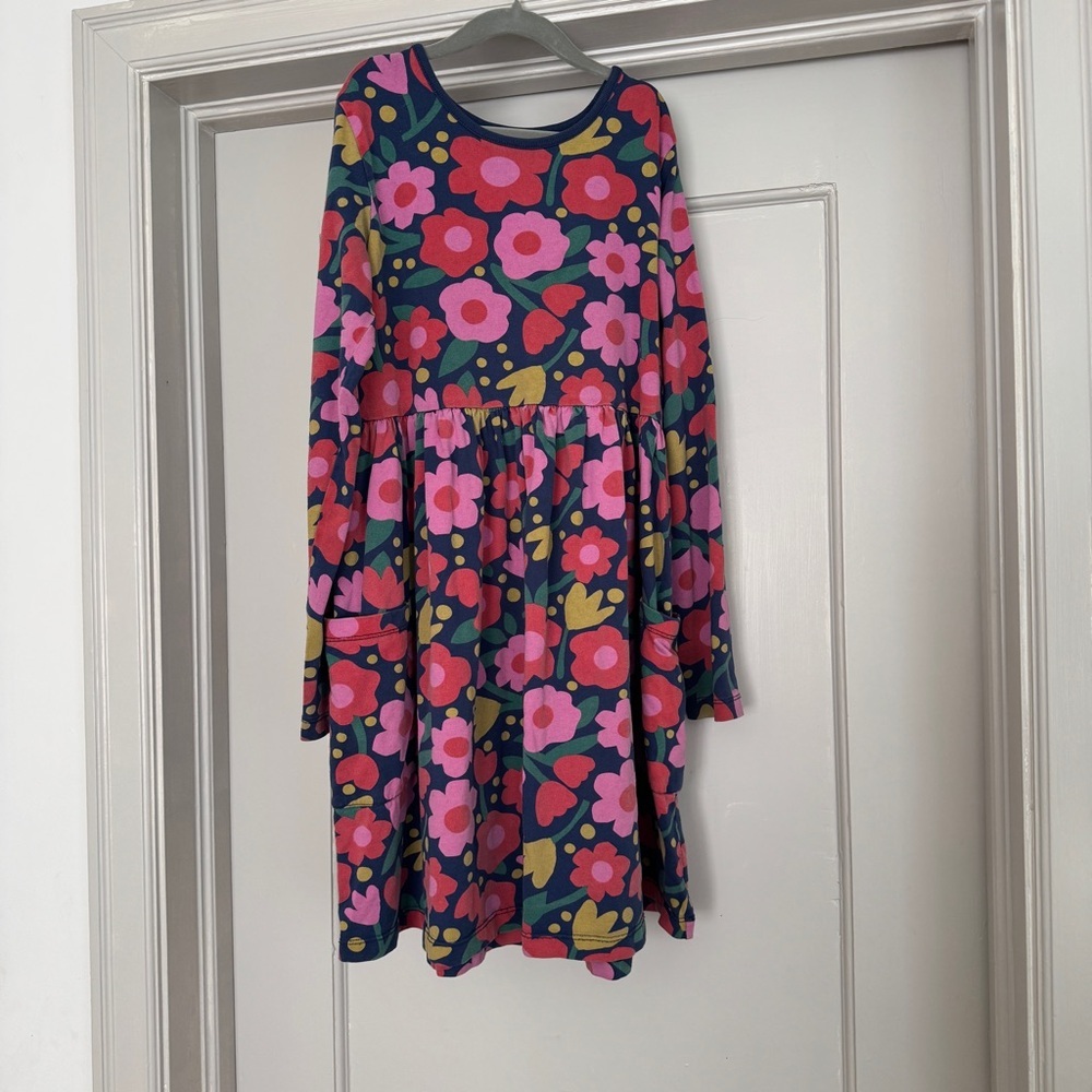 Hanna Andersson Pink and Orange 100% Cotton Long Sleeve Sundress